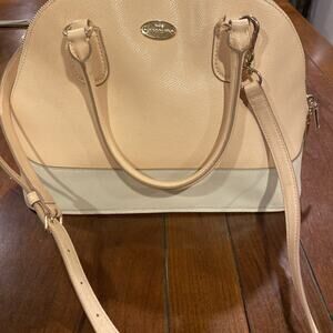Coach Crossgrain Cora Domed Satchel In Apricot & Chalk Bicolor Leather Handbag